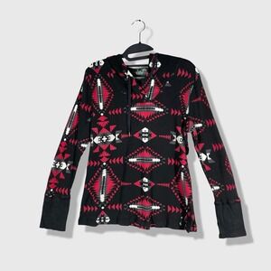 Lauren Active Ralph Lauren Hoodie Womens L Black‎ Red Southwestern Tribal Boho